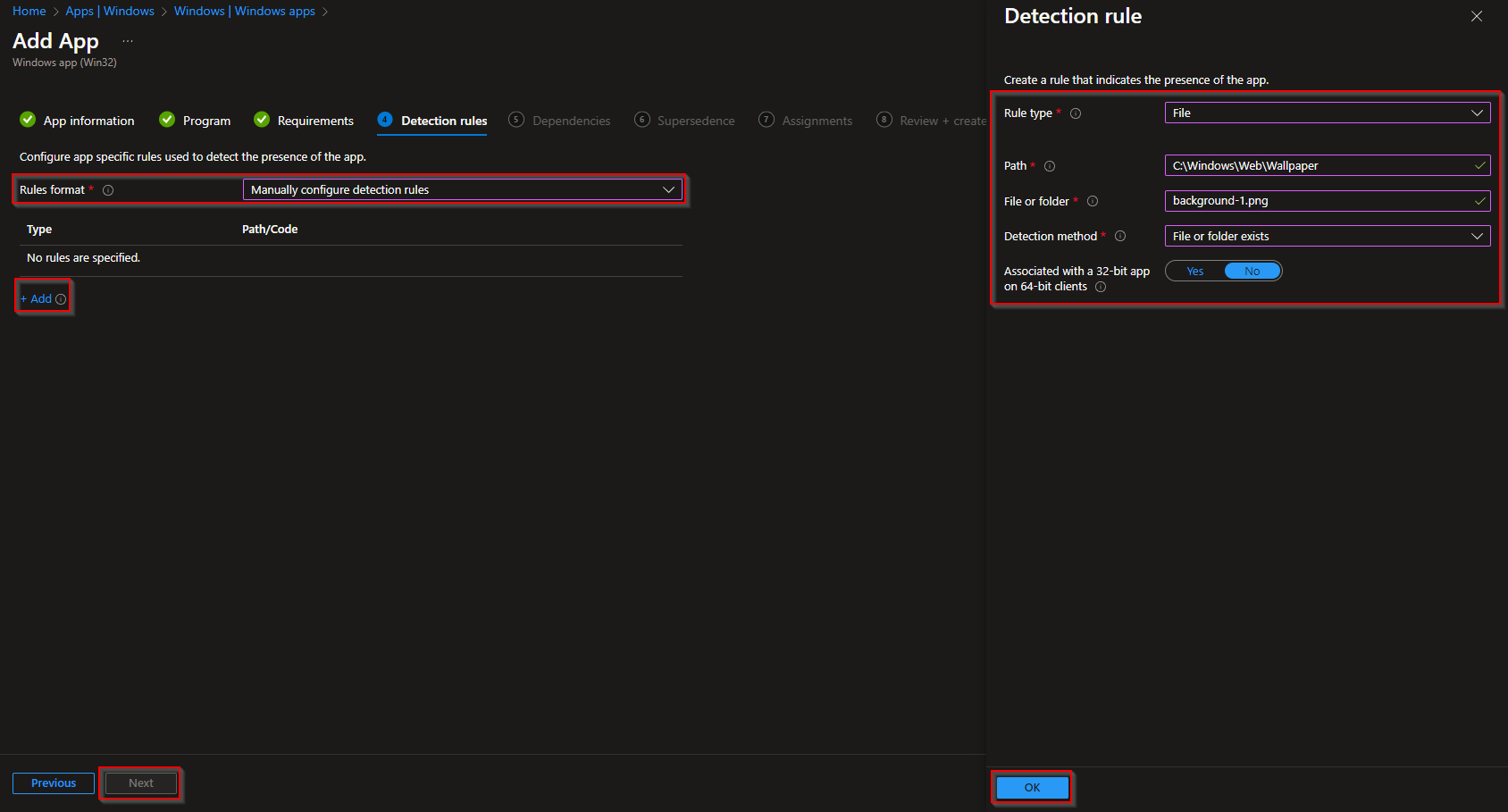 Configuring detection rules for the lock screen image